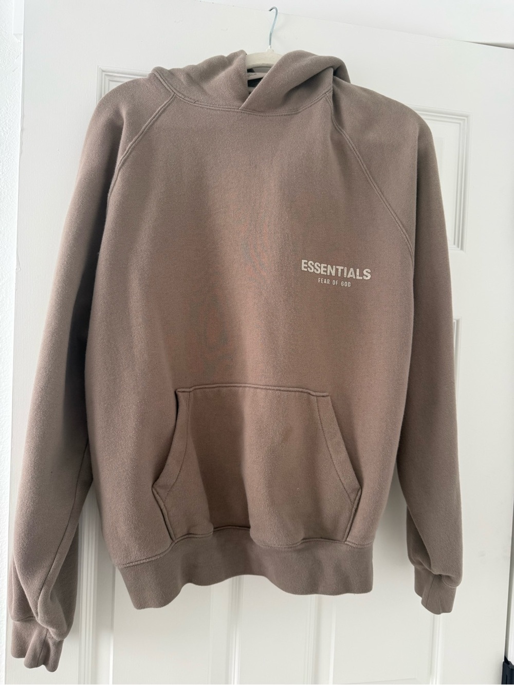 Essentials Taupe Pullover Hoodie with Embossed Logo